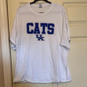 University CATS White Short Sleeve Tee with Blue Logo
